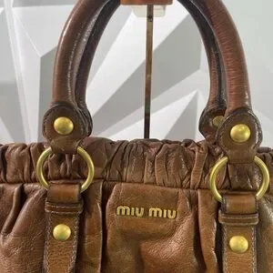 バッグ miu miu 2way lether shoulder bag brown miu miu 2Way Shoulder Bag 197 Brown Leather ref.358609